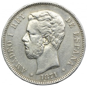 Hiszpania, Amadeusz I, 5 peset 1871 SDM, Madryt