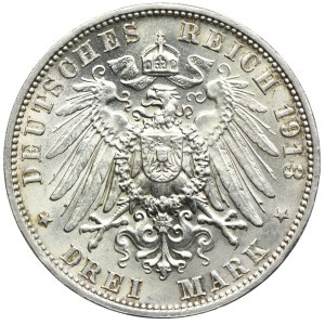 Niemcy, Saksonia, 3 marki 1913 E, Muldenhütten
