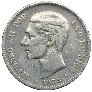 Hiszpania, Alfons XII, 5 peset 1878, Madryt