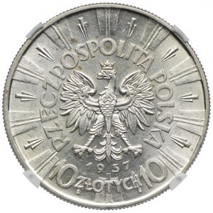 10 złotych 1937, Józef Piłsudski, NGC AU58