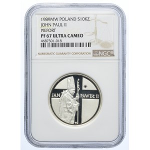 10.000 złotych 1989 MW POLAND Jan Paweł II PIEFORT, NGC PF67