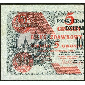 5 groszy 1924, bilet zdawkowy (lewy)