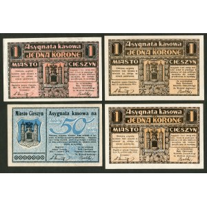 Zestaw, Cieszyn 50 halerzy, 1 korona 1919 (4szt.)
