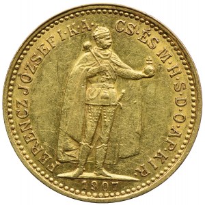 Węgry, Franciszek Józef I, 10 koron 1907 KB, Kremnica