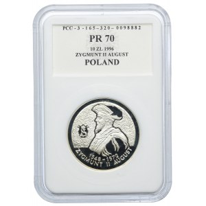 10 złotych 1996, Zygmunt II August, popiersie, PCG PR70