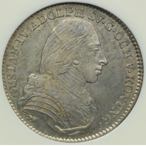 Szwecja, Gustaw IV Adolf, 1/6 talara 1803 (riksdalera), Sztokholm, NGC AU58
