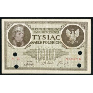1000 marek 1919 ser. ZI, skasowany
