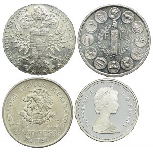 Zestaw monet, Austria, Francja, Meksyk, Kanada (4szt.)