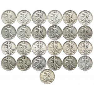 Zestaw, USA 1/2 dolara 1917 - 1947, (25szt.)