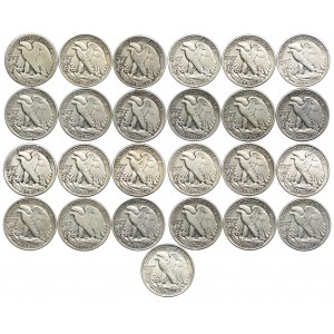 Zestaw, USA 1/2 dolara 1917 - 1947, (25szt.)