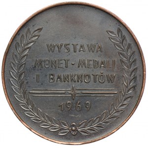Medal - Wystawa monet, medali i banknotów - Koło Numizmatyczne Cieszyn 1969, brąz