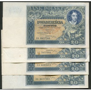 Zestaw banknotów 20 złotych 1931 (4 szt.)