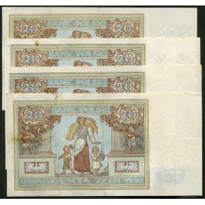 Zestaw banknotów 20 złotych 1931 (4 szt.)
