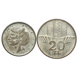 Fałszerstwo z epoki, 10 złotych 1975 Adam Mickiewicz, 20 złotych 1973 Wieżowiec i Kłosy (2szt.)