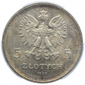 5 zlatých 1930 Banner - HYBRYDA - DVOJITÁ DÁTUM - PCGS MS62
