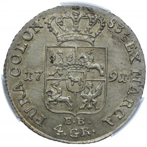 Stanisław August Poniatowski, złotówka 1791 EB, Warszawa, bez kreski ułamkowej w ½, PCGS MS63