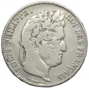 Francja, Ludwik Filip I, 5 franków 1842 B, Rouen