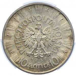 10 złotych 1937, Józef Piłsudski, PCGS AU58