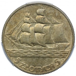 5 zlatých 1936, Plachetnica, PCGS AU58