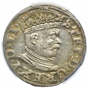 Stefan Batory, trojak 1586, Ryga PCGS MS63