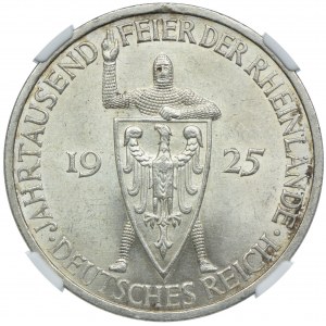 Niemcy, Republika Weimarska, 5 marek 1925 F, Stuttgart, NGC MS64