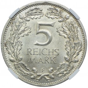 Niemcy, Republika Weimarska, 5 marek 1925 F, Stuttgart, NGC MS64