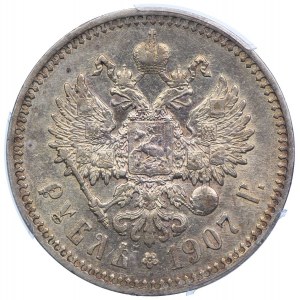 Rosja, Mikołaj II, rubel 1907 ЭБ, PCGS AU53