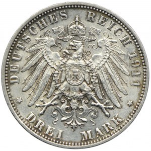 Niemcy, Bawaria, Otto, 3 marki 1911 D, Monachium