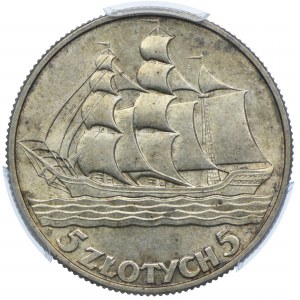 5 złotych 1936, Żaglowiec, PCGS MS62