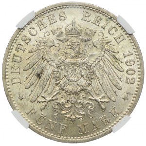 Niemcy, Prusy, 5 marek 1902 A, Berlin, Wilhelm II | NGC MS60
