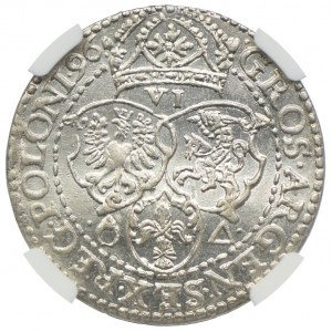 Zikmund III Vasa, šestipence 1596, Malbork NGC AU58