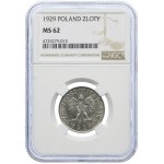 1 złoty 1929, NGC MS62