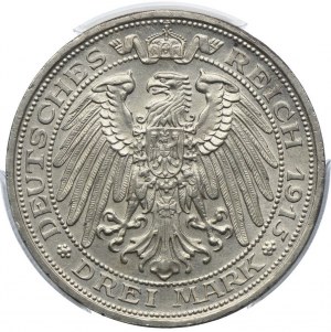 Niemcy, Prusy, 3 marki 1915 Mansfeld, PCGS MS64