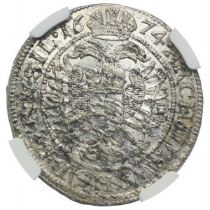 Schlesien unter habsburgischer Herrschaft, Leopold, 6 Krakjars 1674 SHS, Wrocław, NGC MS64