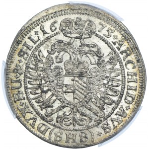 Śląsk, Śląsk pod panowaniem habsburskim, Leopold I, 15 krajcarów 1675 SHS, Wrocław, PCGS MS63