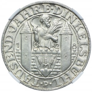 Niemcy, Republika Weimarska, 3 marki 1928 D, Monachium, NGC MS66