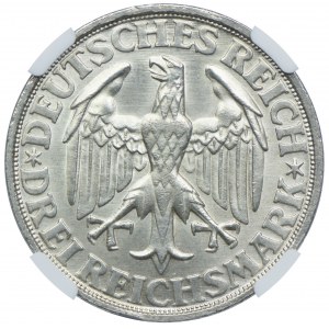 Niemcy, Republika Weimarska, 3 marki 1928 D, Monachium, NGC MS66