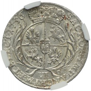 Polska, August III, szóstak 1756, Lipsk EC, NGC MS61