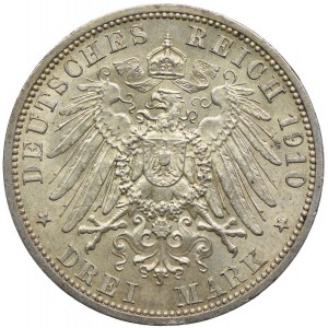 Niemcy, Saksonia, 3 marki 1910 A, Berlin, zaślubinowe