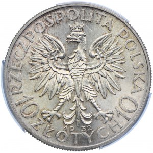 10 złotych 1932 Głowa Kobiety zzm, Warszawa PCGS MS63