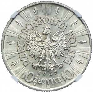10 złotych 1937 Józef Piłsudski, NGC MS63