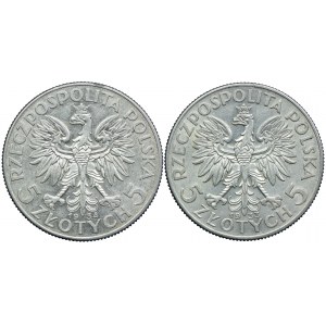 5 złotych 1933, 1934 Głowa Kobiety (2szt.)