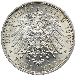 Niemcy, Prusy, Wilhelm II, 3 marki 1909 A, Berlin