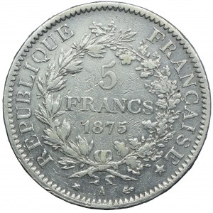 Francja, 5 franków 1875 A, Paryż