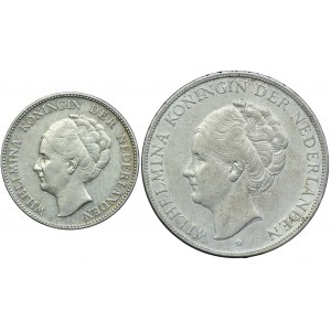 Holandia, 1 gulden 1929, 2 1/2 guldena 1930 (2szt.)