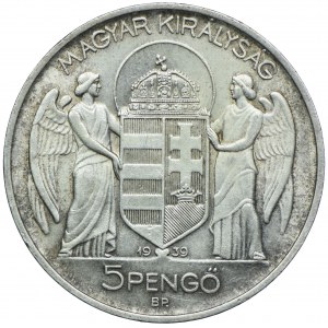 Węgry, Miklos Horthy, 5 pengo 1939 BP, Budapeszt