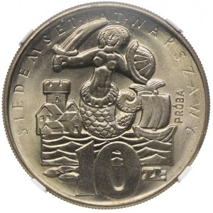 10 złotych 1965, 700 Lat Warszawy, PRÓBA, NGC MS67