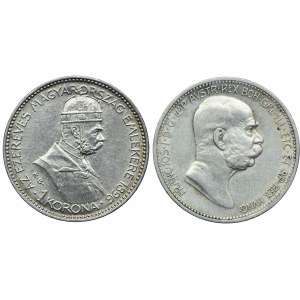 Austro-Węgry, Franciszek Józef I, 1 korona 1896, 1908 (2szt.)