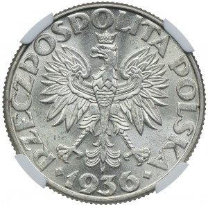 2 złote 1936, Żaglowiec, NGC MS63