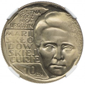 10 Gold 1967 M.Skłodowska-Curie, NGC MS67